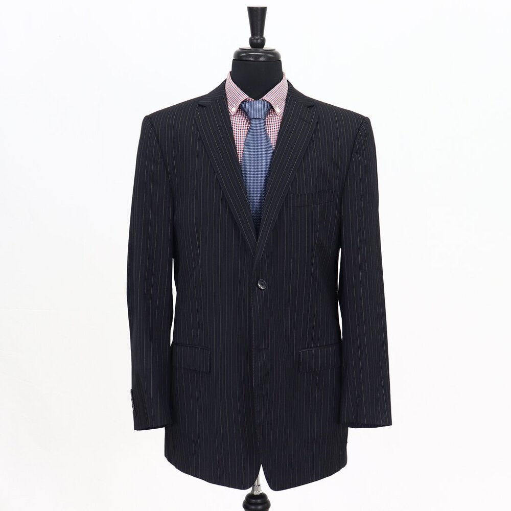 Z Zegna 44L Navy Striped 2-Button Sport Coat Blazer Jacket G797